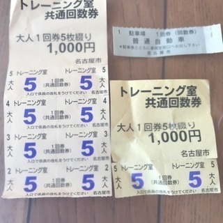 名古屋市トレーニング券5枚と駐車回数券１枚