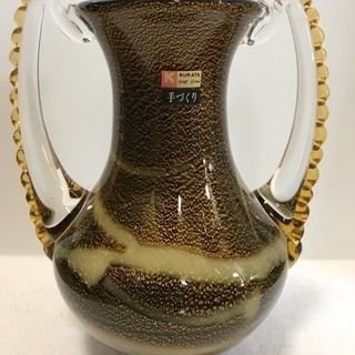 美品 KURATAガラス製 ハンドメイド 花瓶 定価10000円