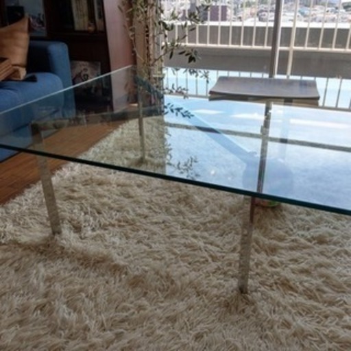 【送料無料】 バルセロナテーブル W102×D102×H46(cm) デザイン家具 コーヒーテーブル センターテーブル ガラス モダン インテリア スタイリッシュ 座卓