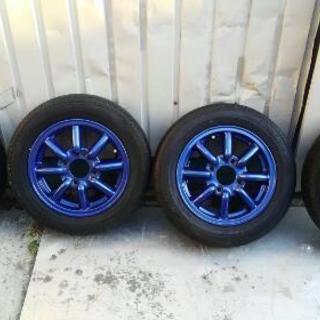 また値下げ‼　100 mm 用スペンサー付き！13インチ.タイヤ4本セット.BRアルミ付