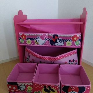 【ジャンク・交換可】ミニーマウス＆デイジーのおもちゃ整理棚 子供棚