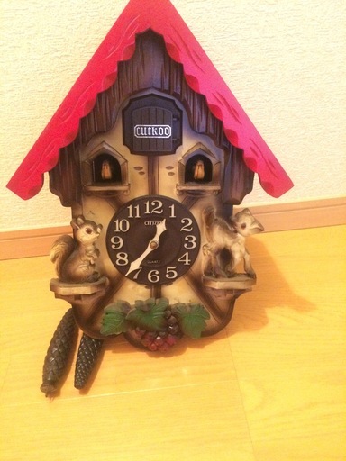 CITIZEN掛け時計鹿とリスのデザイン