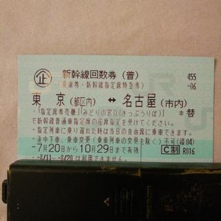 新幹線回数券　名古屋から東京、ドリンク引換券付き