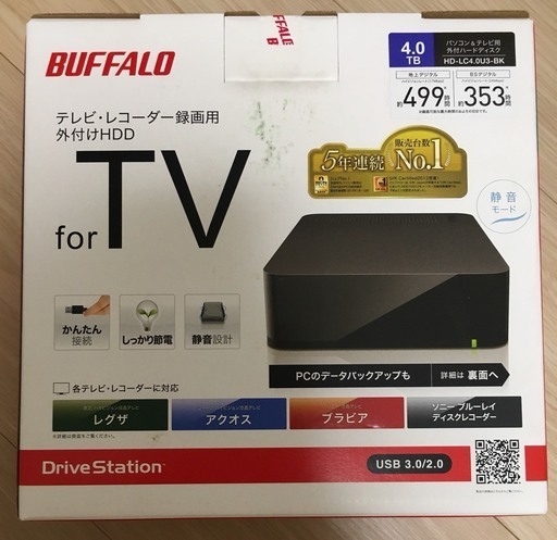 BUFFALO PC\u0026TV用 外付けHDD 4TB HD-LC4.0U3-BK  新品 未使用 未開封