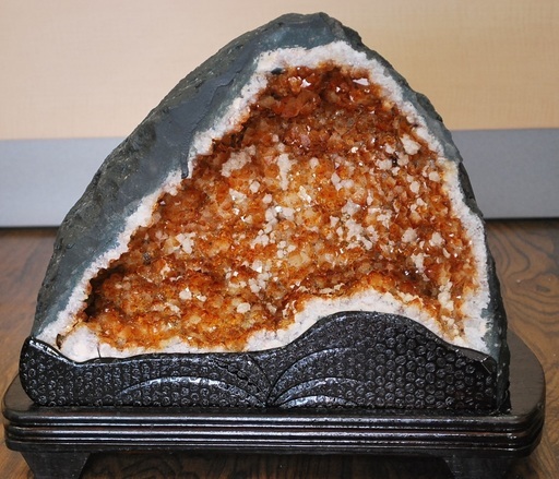 新品 シトリン ドーム 原石 黄水晶 20kg 27cm 台付き