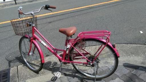 ♪ジモティー特価♪ピンク塗装キャリア　26型中古自転車　シマノ外装6段変速・ローラーブレーキ・LEDオートライト　新大阪　サイクルキッズ