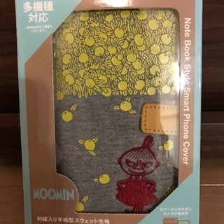 ムーミン ミー スマートフォンカバー 刺繍入り手帳型スウェット生地