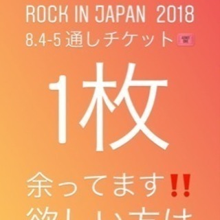 【早い者勝ち】ROCK IN JAPAN 2018 8月4日-5日 通しチケット