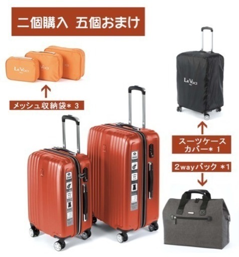 スーツケース7点セット 赤 新品