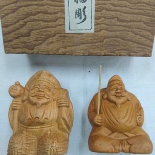木製置物 恵比寿 大黒天 招福彫 Iz 大阪のインテリア雑貨 小物 置物 オブジェ の中古あげます 譲ります ジモティーで不用品の処分
