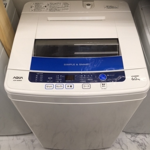 アクア 6ｋ 洗濯機 AQW-S60B 2014年 M015