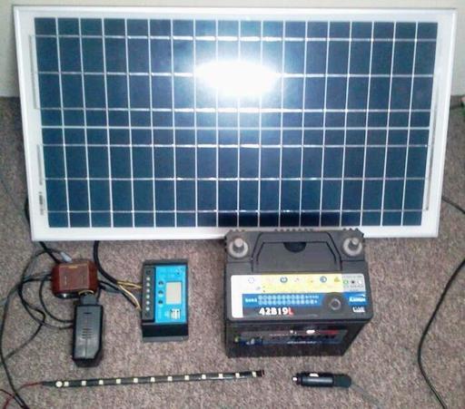 太陽光発電キット13000円ソーラーパネルバッテリー充電コントローラー高照度LEDライト他 (モグ) 磐田の家電の中古あげます・譲ります