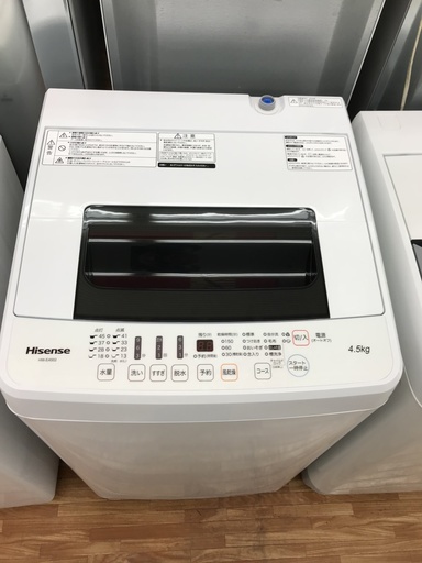 ２０１８年製 美品!!ハイセンス 4．5kg全自動洗濯機  ホワイト HWE4502（2018年製）