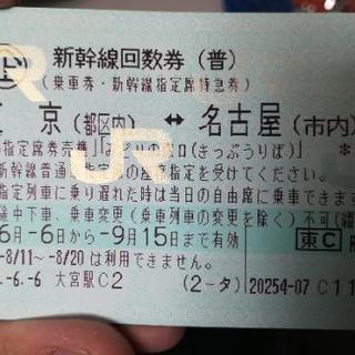東京←　→名古屋新幹線チケット