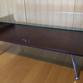 ガラス天板ローテーブル　カフェテーブル