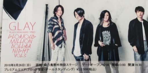 GLAY 函館緑の島野外ライブ スタンディングエリア ペアチケット