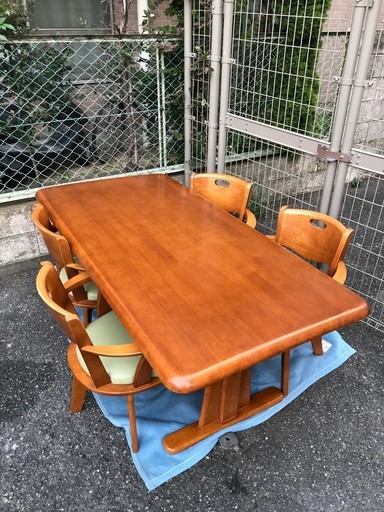 ダイニングテーブルセット　リビングテーブル　　ダイニングテーブル　イス4脚　1800×900　USED　　調布市