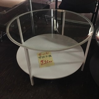 T1【中古】テーブル 丸型 天板ガラス