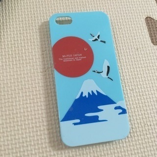 iPhoneケース 水色 富士山 鶴 和柄