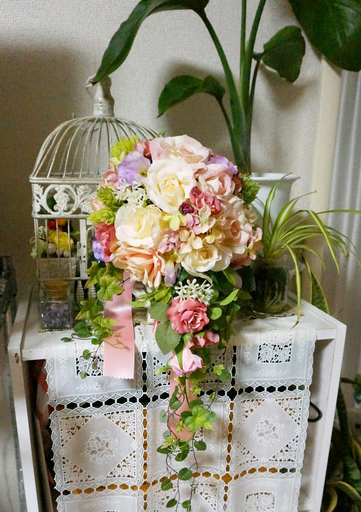 ブライダルブーケ＆ブートニア　結婚式　花束　アーティシャルフラワー