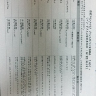 西武プリンスホテル ペア宿泊券