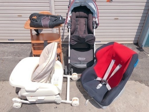 福岡限定 手渡しのみ 出産準備セット まとめて GRACO ベビーカー ネディ チャイルドシート 抱っこ紐 幼児椅子 木製 エンジョイミーラック