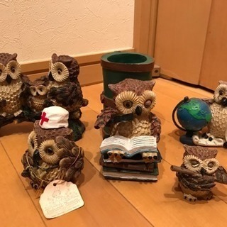 美品 フクロウの置物 小物 5点セット オブジェ縁起物