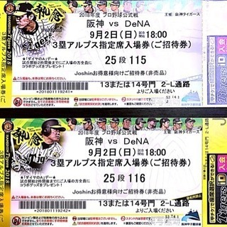 9月2日 阪神 vs DeNA 阪神甲子園球場 三塁アルプス指定席
