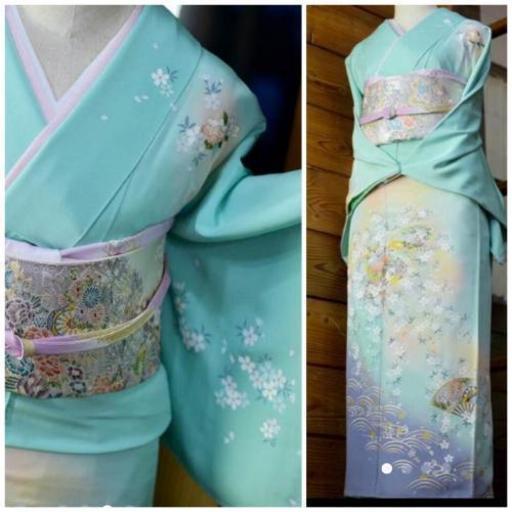ミントグリーン 着物単品