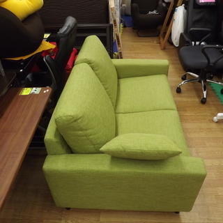 2人掛けソファ クッション付き 布製 長椅子 ソファー 緑 グリーン 札幌