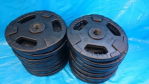 BULL ラバープレート 20K・15K・10K・5K ダンベルセット USED品  