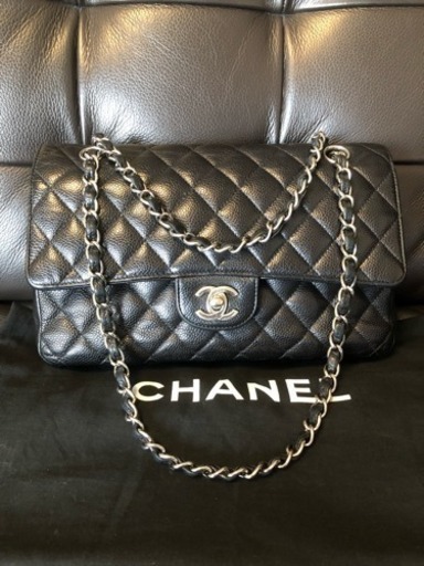 超美品CHANELシャネル 二重蓋 マトラッセ キャビアスキン 黒シルバー