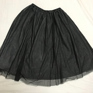 リバサブル チュール スカート 黒グレーボーダー