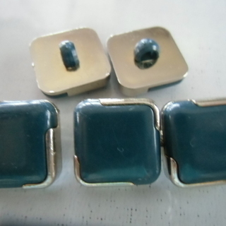 飾りボタン（角型　青と銀色　10個）