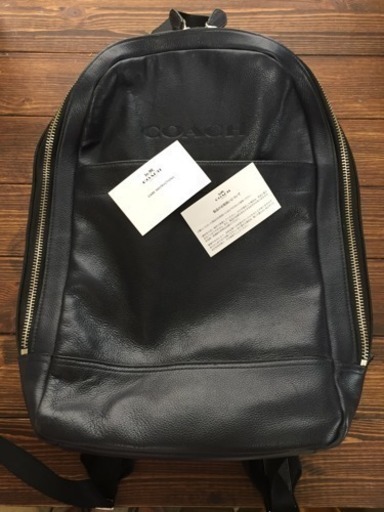 【商談中】COACH コーチ 【中古だけど美品】【引き取り限定】【A4サイズ対応】COACH コーチ レザー リュック ミッドナイトブルー 紺