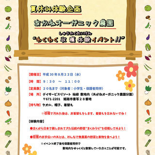 8月22日開催★参加費無料★こどものオーガニック農園収穫体験イベ...