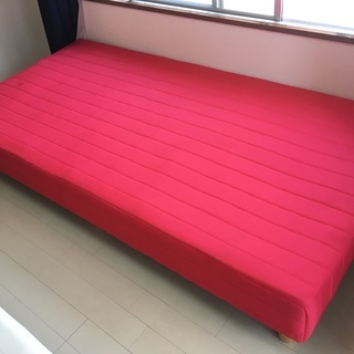 【2017年購入 赤色】シングルベッド(脚付きマットレス一体型) 