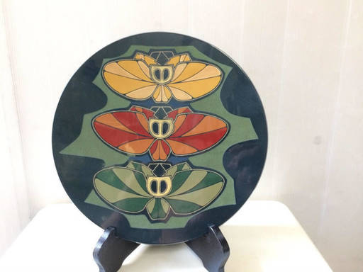 美品　飾盆　キンマ塗　蒟醤
