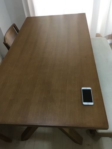 木製テーブル ベンチ チェア×2