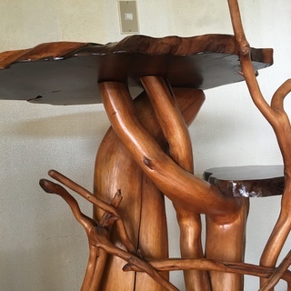 ☆【希少/旧家蔵出し】40年以上前の大型 天然木の根っ子 オブジェ/瘤 置物 飾り物 玄関 置き台 飾り台（全長94㎝）*（F180706）208-145