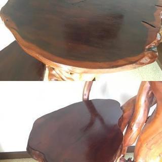 ☆【希少/旧家蔵出し】40年以上前の大型 天然木の根っ子 オブジェ/瘤 置物 飾り物 玄関 置き台 飾り台（全長94㎝）*（F180706）208-145