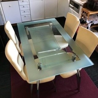 処分 ガラステーブル 椅子セット