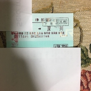 白石→深川までのJR普通乗車券です。有効期限は8月26日まで。