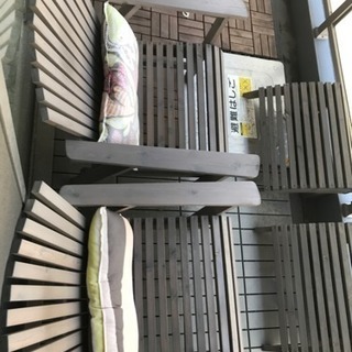 【ネット決済】イケアの屋外用の椅子と足置きのセット×2