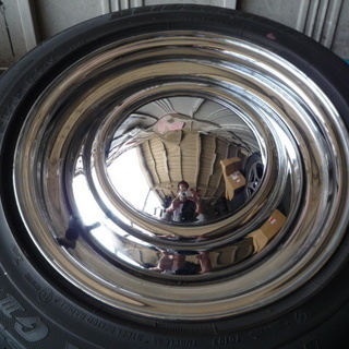 キャルルック★PCD100＆114.3　メッキ　ムーン　円盤　カスタム　ビンテージ　鉄ホイール　コンパクトカー　ステーションワゴン　旧車