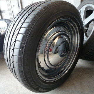 キャルルック★PCD100＆114.3　メッキ　ムーン　円盤　カスタム　ビンテージ　鉄ホイール　コンパクトカー　ステーションワゴン　旧車