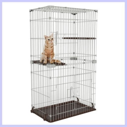 猫二段ゲージとペットキャリー