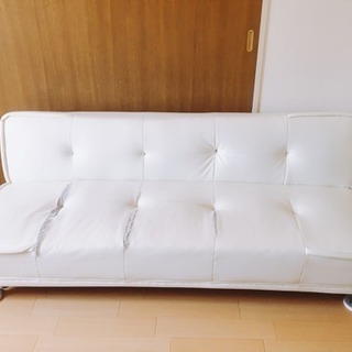 IKEA白ソファーベッド 破れあり 取りに来てくれる方！