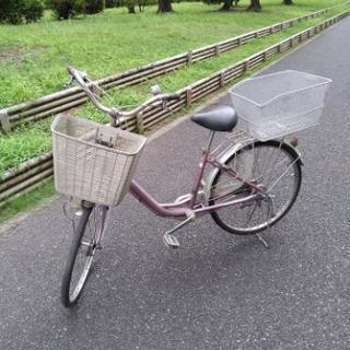 自転車　ママチャリ　ピンク　カゴ付き