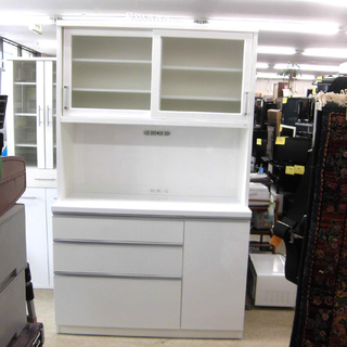 PayPay対応 レンジボード 白 大容量 キッチンボード 食器棚 ホワイト  